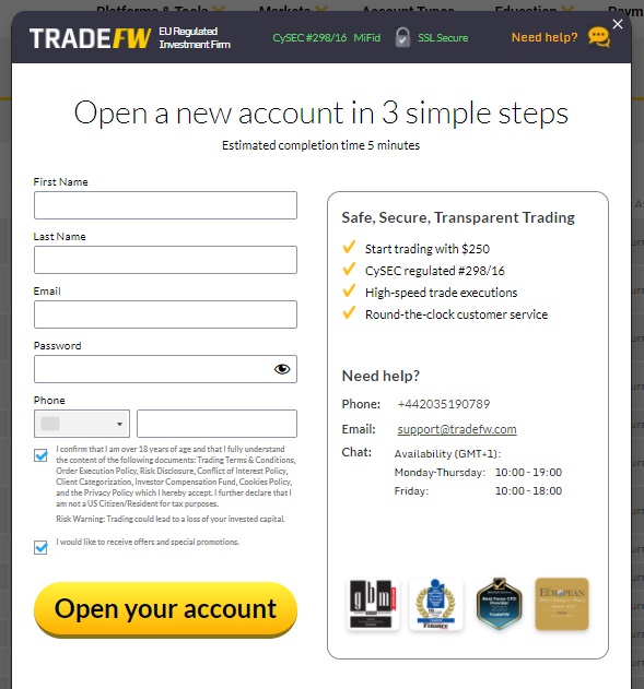 TradeFW Registration Process