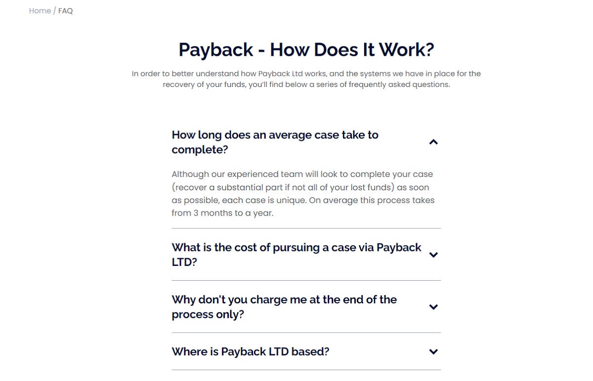 Payback Ltd Customer Support