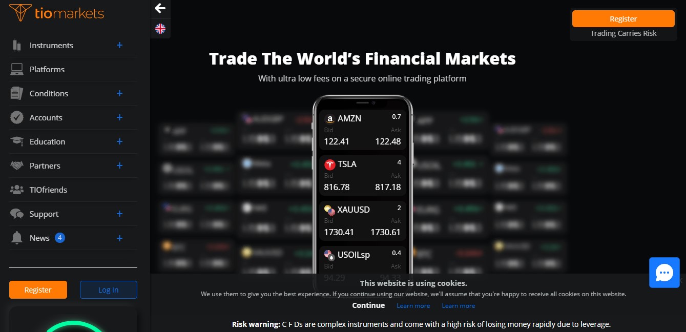 TIO Markets website